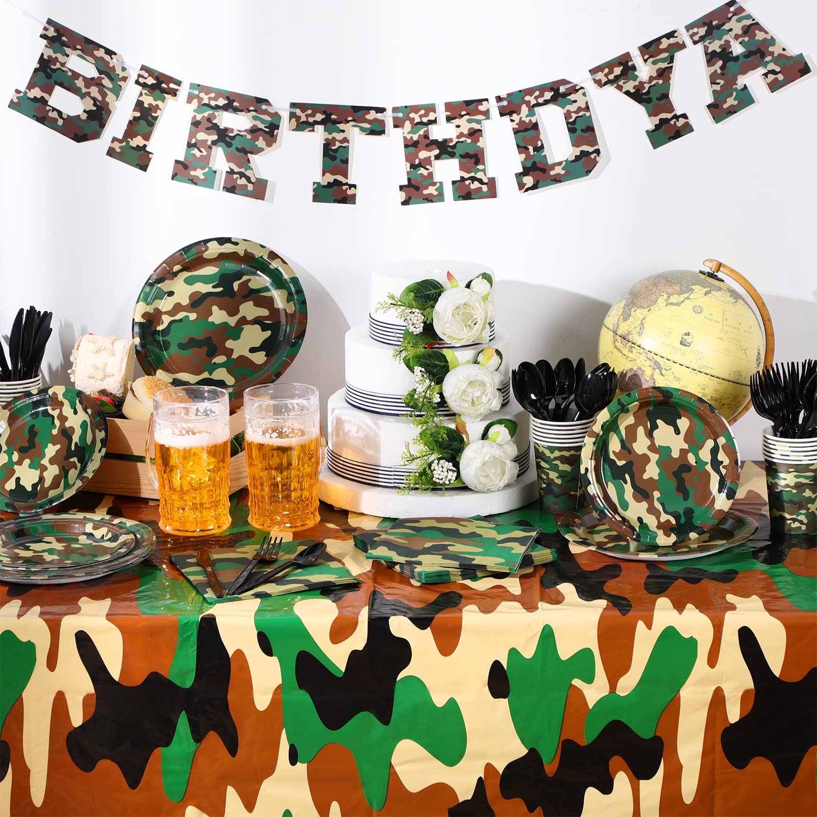 Mixweer Camouflage Plastic Tablecover Camo Tablecloth, 54 x 108 Inch Disposable Camo Table Cloths for Parties Camo Party Table Covers for Hunting Birthday Camo Party Decorations Supplies (3 Pcs)