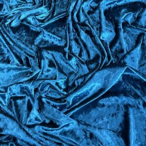 Premium Stretch Crushed Velvet Fabric by The Yard - Soft and Luxurious Fabric - Versatile and Stretchy - Ideal for Clothing Home Decor and Crafts (58 inches Width) - 1 Yard (Teal Blue)