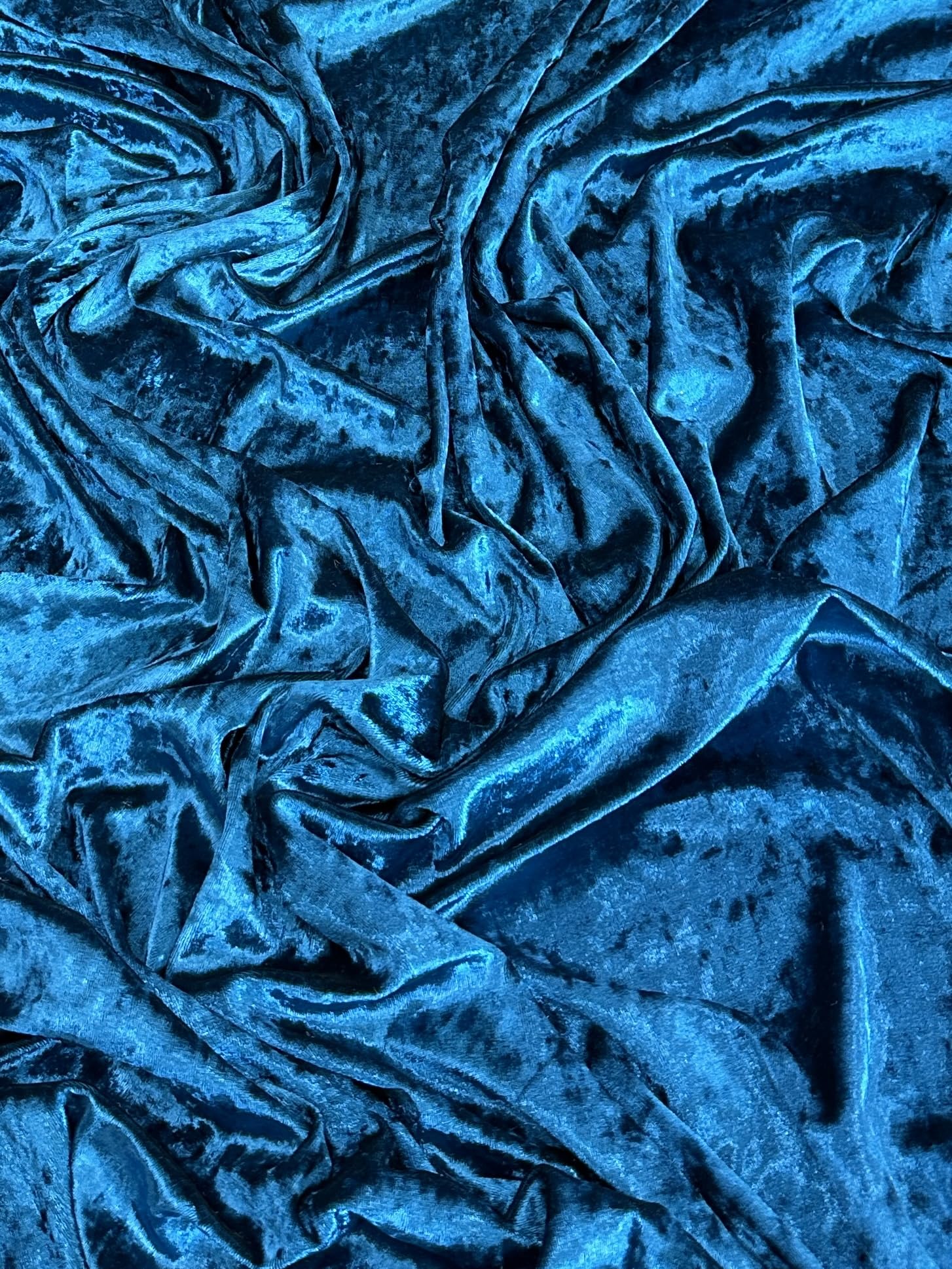 Premium Stretch Crushed Velvet Fabric by The Yard - Soft and Luxurious Fabric - Versatile and Stretchy - Ideal for Clothing Home Decor and Crafts (58 inches Width) - 1 Yard (Teal Blue)