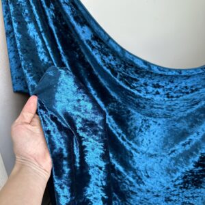 Premium Stretch Crushed Velvet Fabric by The Yard - Soft and Luxurious Fabric - Versatile and Stretchy - Ideal for Clothing Home Decor and Crafts (58 inches Width) - 1 Yard (Teal Blue)