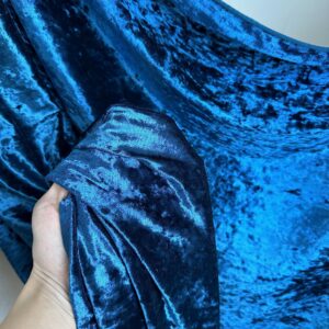 Premium Stretch Crushed Velvet Fabric by The Yard - Soft and Luxurious Fabric - Versatile and Stretchy - Ideal for Clothing Home Decor and Crafts (58 inches Width) - 1 Yard (Teal Blue)