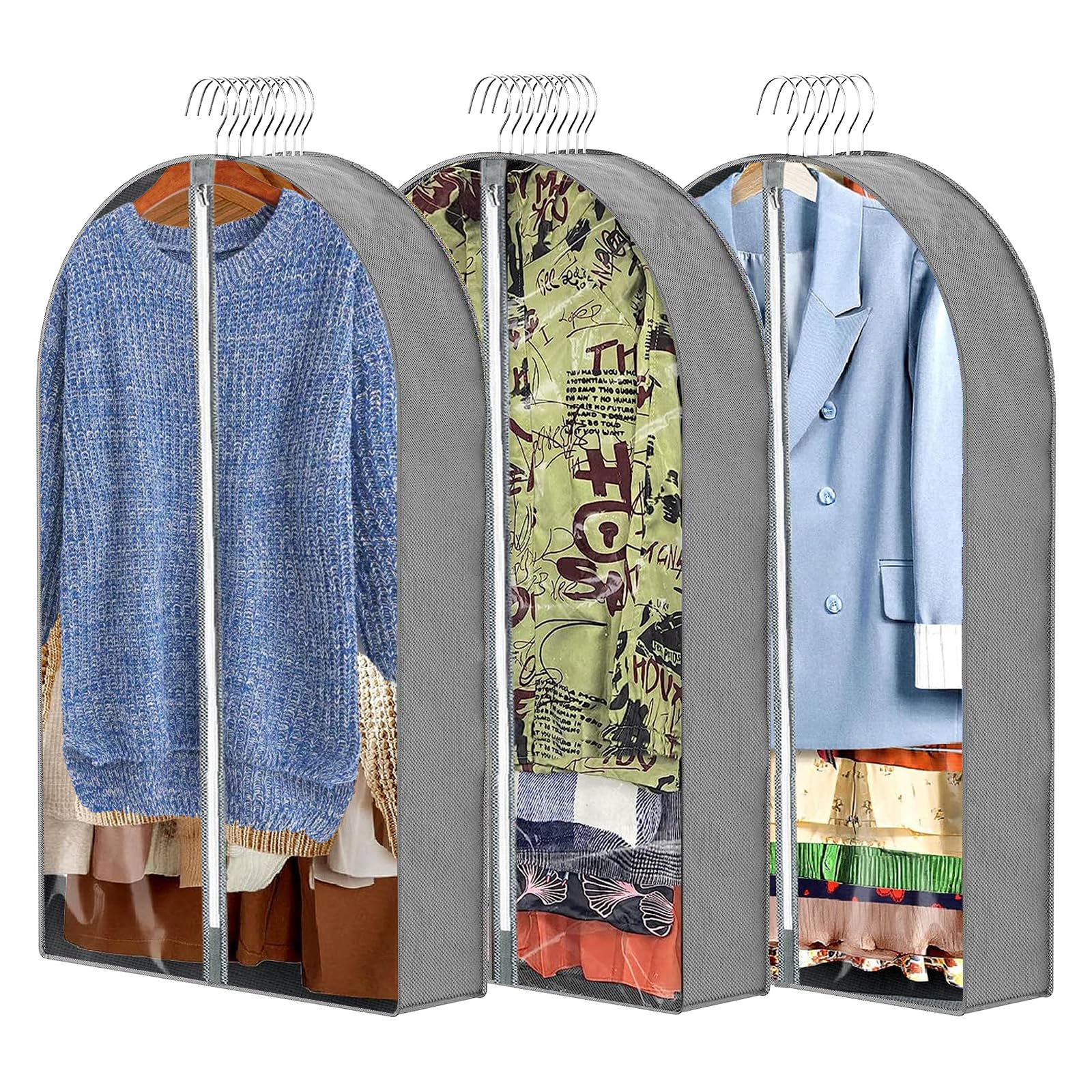 Garment Bags for Hanging Clothes Travel Transparency Clothing Bag for Closet Storage Used for Clothing,Dresses,Robes,Coats.