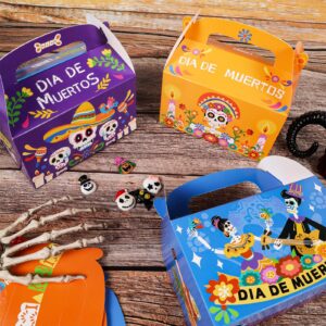 HOWAF 12pcs Dia De Los Muertos Party Treat Boxes, Day of the Dead Gift Boxes, Sugar Skull Candy Boxes Goodie Boxes for Dia De Los Muertos Halloween Party Supplies, Day of the Dead Party Gift Favors