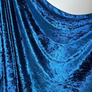 Premium Stretch Crushed Velvet Fabric by The Yard - Soft and Luxurious Fabric - Versatile and Stretchy - Ideal for Clothing Home Decor and Crafts (58 inches Width) - 1 Yard (Teal Blue)