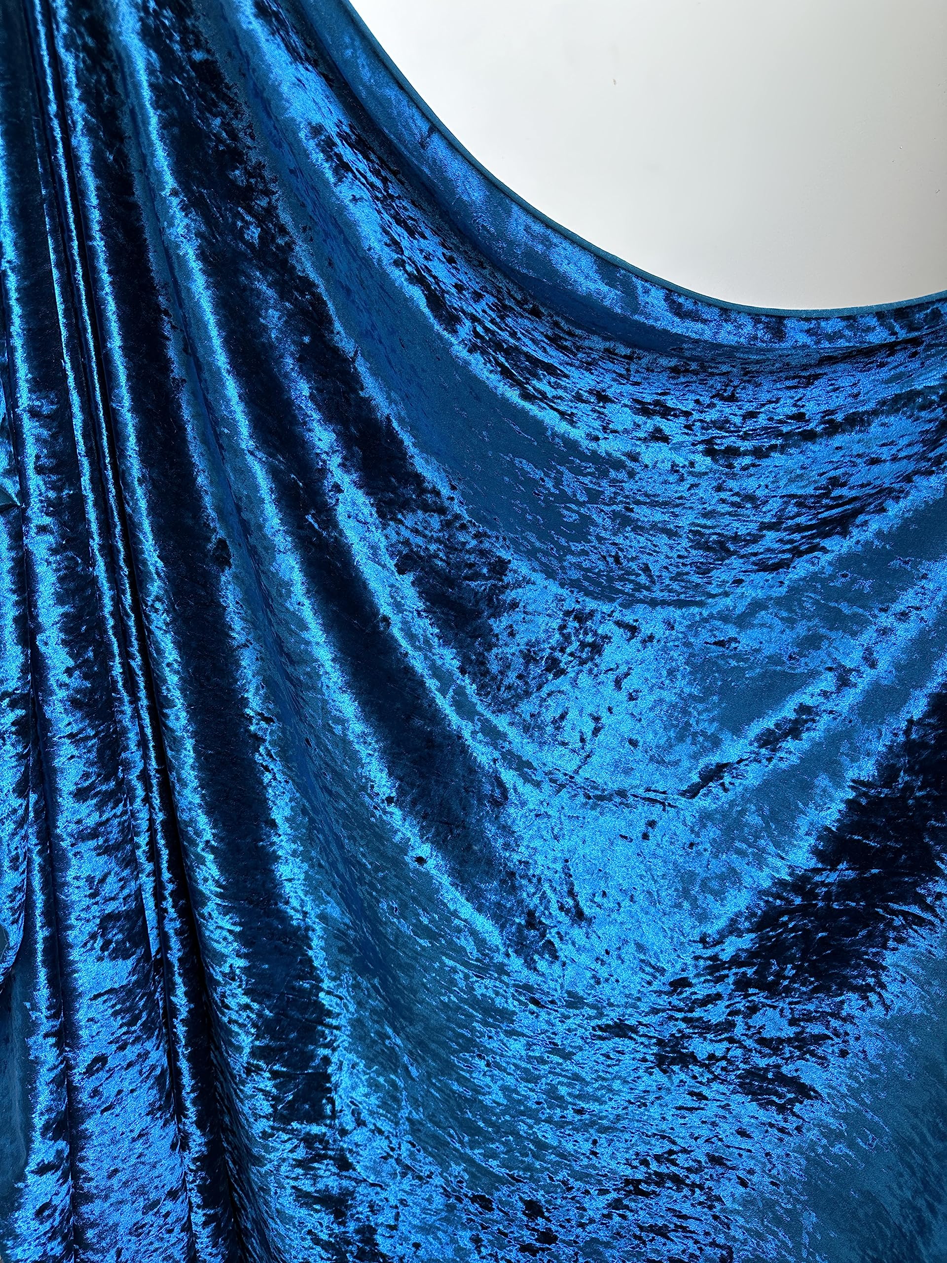 Premium Stretch Crushed Velvet Fabric by The Yard - Soft and Luxurious Fabric - Versatile and Stretchy - Ideal for Clothing Home Decor and Crafts (58 inches Width) - 1 Yard (Teal Blue)