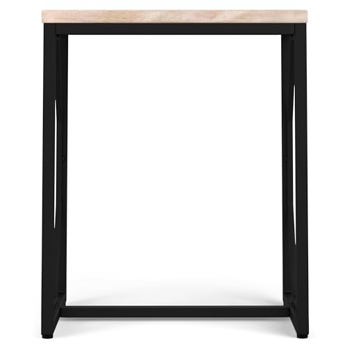 SIMPLIHOME Selma Contemporary 20 Inch Wide Metal and Wood Accent Side Table in White Wash, for The Living Room and Bedroom