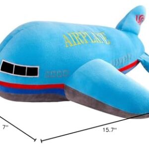 zxmbeddings 15.7" Airplane Plush Stuffed Aircraft Pillow Model Toy,Gifts for Boys Kids,Blue