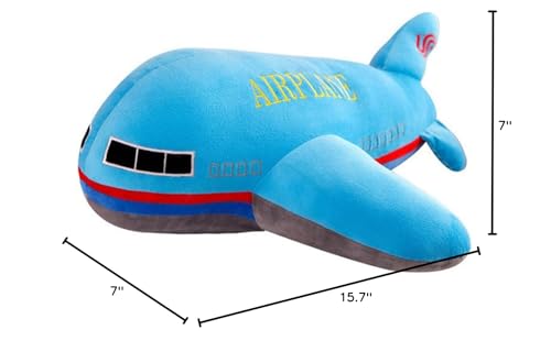 zxmbeddings 15.7" Airplane Plush Stuffed Aircraft Pillow Model Toy,Gifts for Boys Kids,Blue