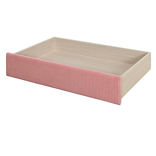 Merax Twin Size Corduroy Daybed with Two Drawers and Wood Slat,Sofa Bed Frame for Bedroom,Girls,Pink