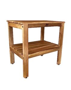 zen 18" acacia shower bench, shower stool, shower footrest, shower bench with shelf, shower seats and benches, shower stool wood, wooden shower bench, shower chair wood, wood shower seat