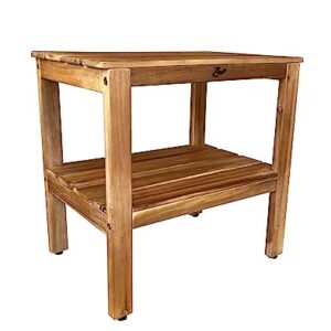 Zen 18" Acacia Shower Bench, Shower Stool, Shower Footrest, Shower Bench with Shelf, Shower Seats and Benches, Shower Stool Wood, Wooden Shower Bench, Shower Chair Wood, Wood Shower Seat