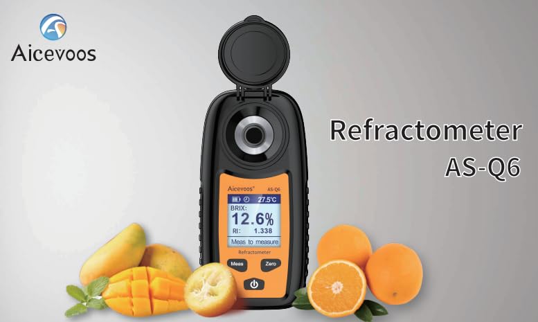 Aicevoos Digital Sugar Brix Refractometer brix Meter Automatic Temperature Compensation Range 0-35%，±0.2% Precision, Perfect for Fruits, Juices, Vegetables, Drinks and Coffee