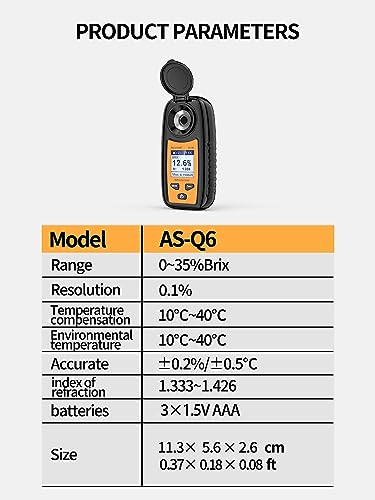 Aicevoos Digital Sugar Brix Refractometer brix Meter Automatic Temperature Compensation Range 0-35%，±0.2% Precision, Perfect for Fruits, Juices, Vegetables, Drinks and Coffee