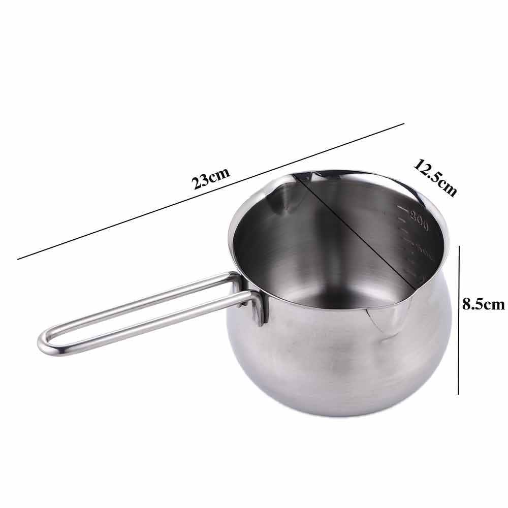 Leadigol 1PCS Stainless Steel Milk Pan,Non-Stick Milk Pot Small Saucepan Cheese Pot With Pour Spout for Kitchen