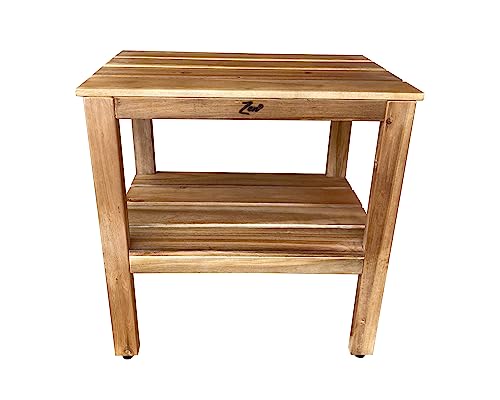 Zen 18" Acacia Shower Bench, Shower Stool, Shower Footrest, Shower Bench with Shelf, Shower Seats and Benches, Shower Stool Wood, Wooden Shower Bench, Shower Chair Wood, Wood Shower Seat