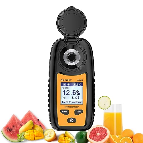 Aicevoos Digital Sugar Brix Refractometer brix Meter Automatic Temperature Compensation Range 0-35%，±0.2% Precision, Perfect for Fruits, Juices, Vegetables, Drinks and Coffee