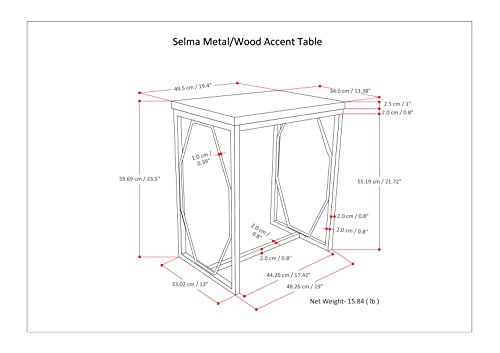 SIMPLIHOME Selma Contemporary 20 Inch Wide Metal and Wood Accent Side Table in White Wash, for The Living Room and Bedroom