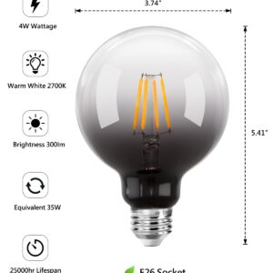 ONEWISH LED Light Bulb, G95 LED Globe Bulbs, Warm White 300LM 2700K 4W, 35W Equivalent, E26 Standard Base,LED Edison Light Bulb for Home Decor,1 Pack