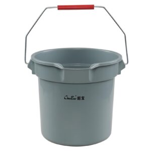 Jekiyo 4 Pack 14 Quart Commercial Cleaning Bucket with Handle, Gray, Plastic Round Utility Pail