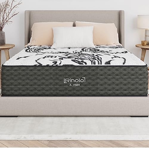 RINOLO X- Firm Mattress 12 Inch, Gel Infused Memory Foam Mattress for Pressure Relief, Pocket Innersprings/Orthopedic Foam | Freshly Baked Mattress | Mattress-in-a-Box (King)