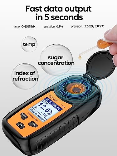 Aicevoos Digital Sugar Brix Refractometer brix Meter Automatic Temperature Compensation Range 0-35%，±0.2% Precision, Perfect for Fruits, Juices, Vegetables, Drinks and Coffee