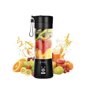 KIKE Portable Blender, Personal Blender for Shakes and Smoothies with 6 Blades and 16oz, USB Rechargeable, Travel Cup and Lid, Juices, Baby Food, Heavy Duty and Food Processor (BLACK)