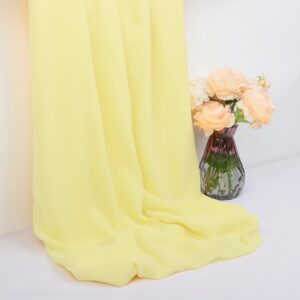 DUOBAO 59"Wide Chiffon Fabric Yellow Sheer Fabric 15 Feet Lightweight Fabric Yellow Fabric for Wedding Party Birthday （Yellow 5 Yards）