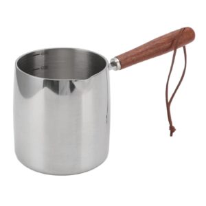 butter warmers, 450ml turkish coffee pot stainless steel stovetop chocolate melting pan with wooden handle for chocolate heating, camping, maple syrup, sauce heating