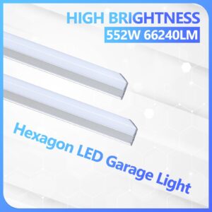 ALLYES Hexagon Ceiling LED Light - Hexagon Garage Light 552W 66240LM High Brightness, 3000K/4500K/6500K Adjustable with WiFi Smart Switch, Aluminum Hex Grids Lights for Car Dealer, Shop, Gym