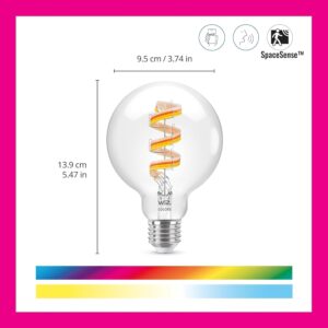 WiZ Color G25 Color Filament LED Smart Bulb - Pack of 1-300 Lumen - E26 Indoor - Connects to Your Existing Wi-Fi - Control with Voice or App + Activate with Motion - Matter Compatible