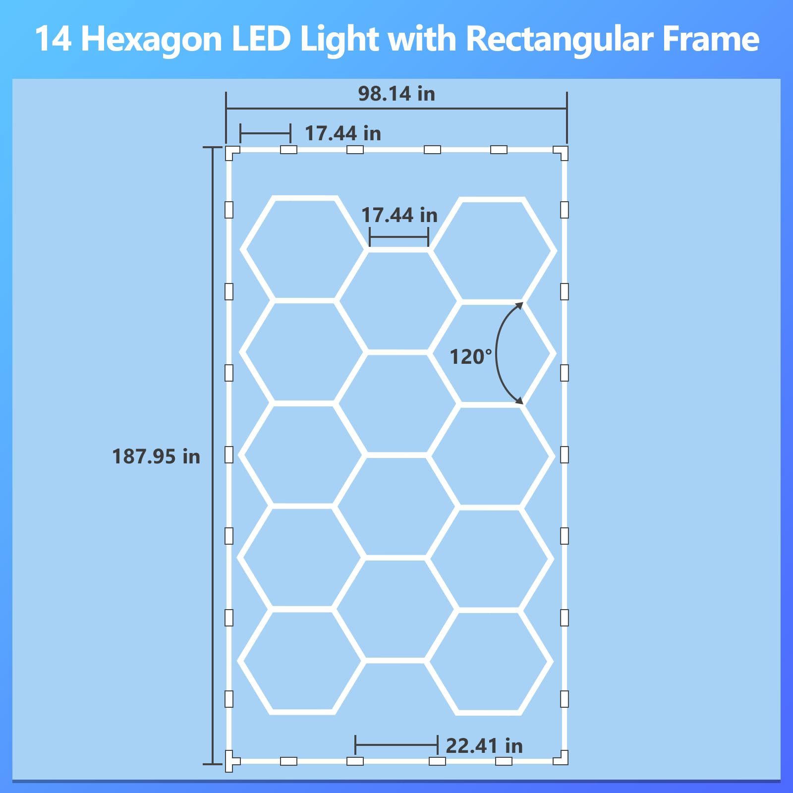 ALLYES Hexagon Ceiling LED Light - Hexagon Garage Light 552W 66240LM High Brightness, 3000K/4500K/6500K Adjustable with WiFi Smart Switch, Aluminum Hex Grids Lights for Car Dealer, Shop, Gym