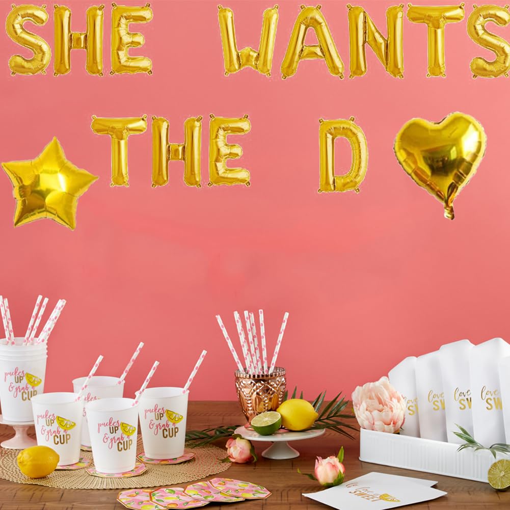 Bachelorette Party Decorations Gold She Wants The D Balloons for Bridal Shower with Diamond Ring Themed Bachelorette Engagement Wedding Party Supplies Decorations