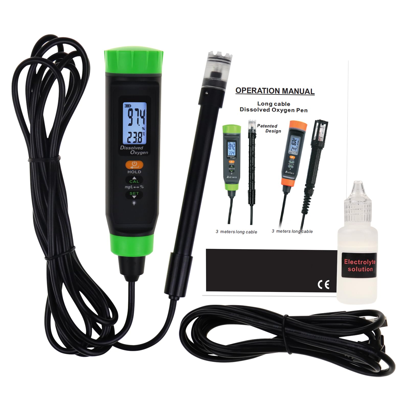 Dissolved Oxygen Meter with DO Probe, Pen Type Digital DO Meter with Self-Floating Probe Electrode Water Quality Tester with ATC for Fish Tanks, Hydroponic, Freshwater Aquarium Test Kit