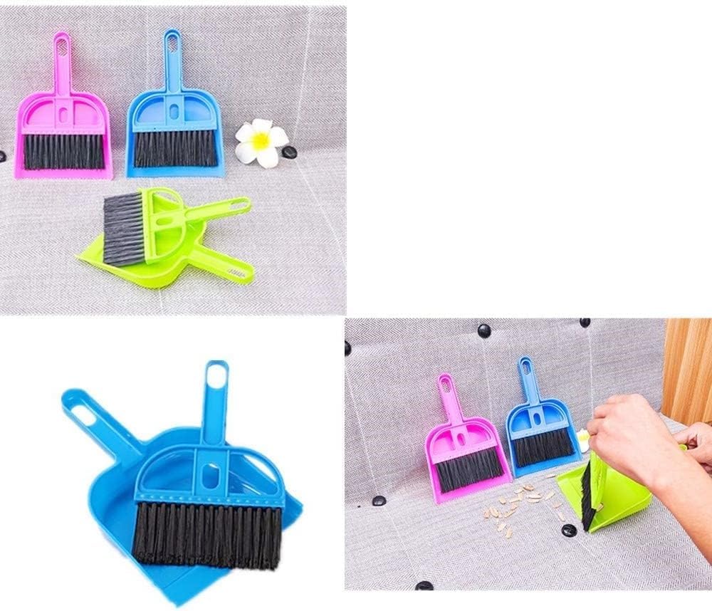 Small Broom and Dustpan Set Portable Plastic Brush Set Broom with Handle, Nesting Tiny Cleaning Broom, Mini Hand Broom and Dustpan Set for Table, Desk, Keyboard, Cars and Pet Nest(Blue)