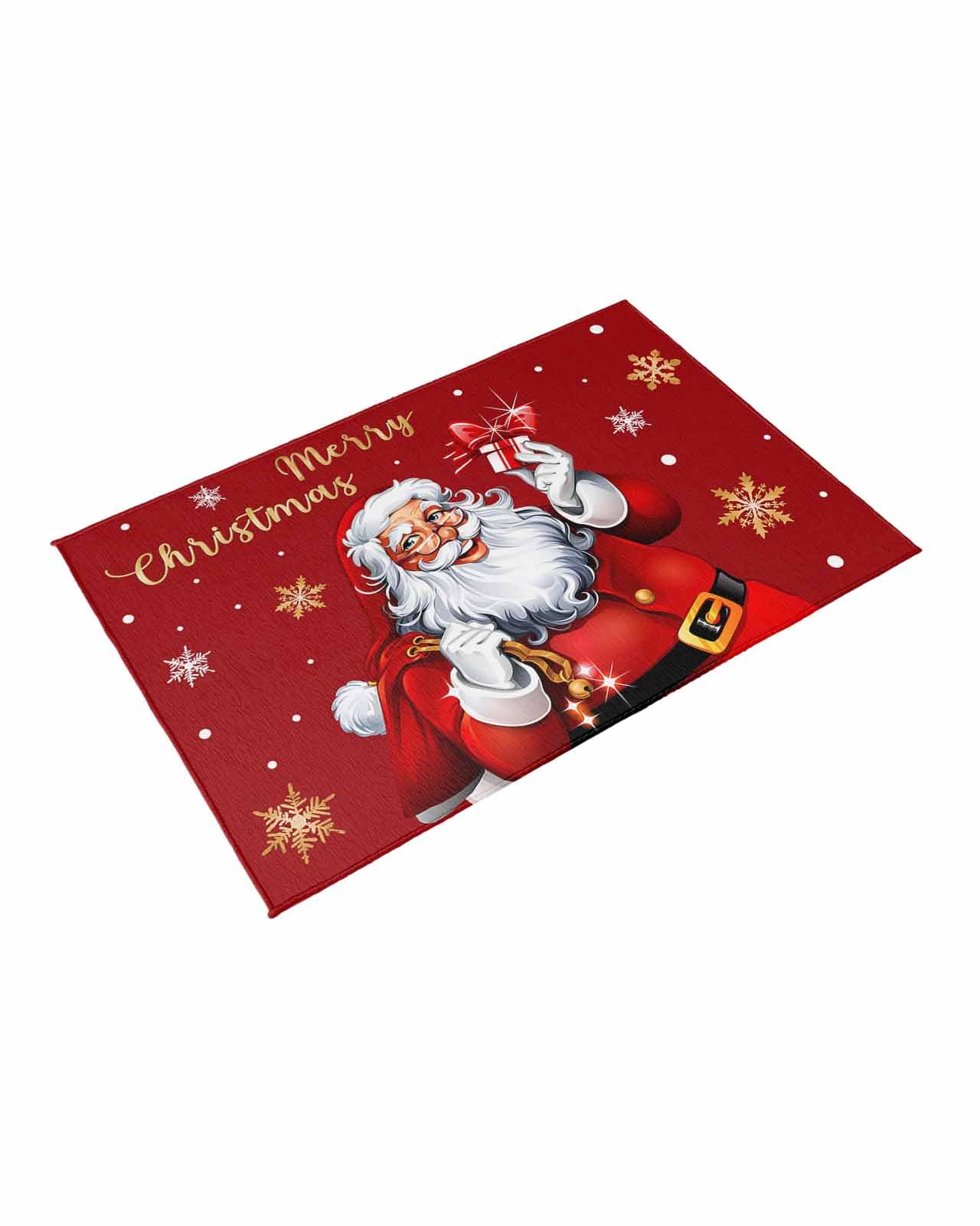 Outdoor Rug Carpet Indoor Area-Rug Christmas Santa Claus Washable High Traffic Bedroom Kitchen Mat Backyard Patio Porch Rug, 4 X 6