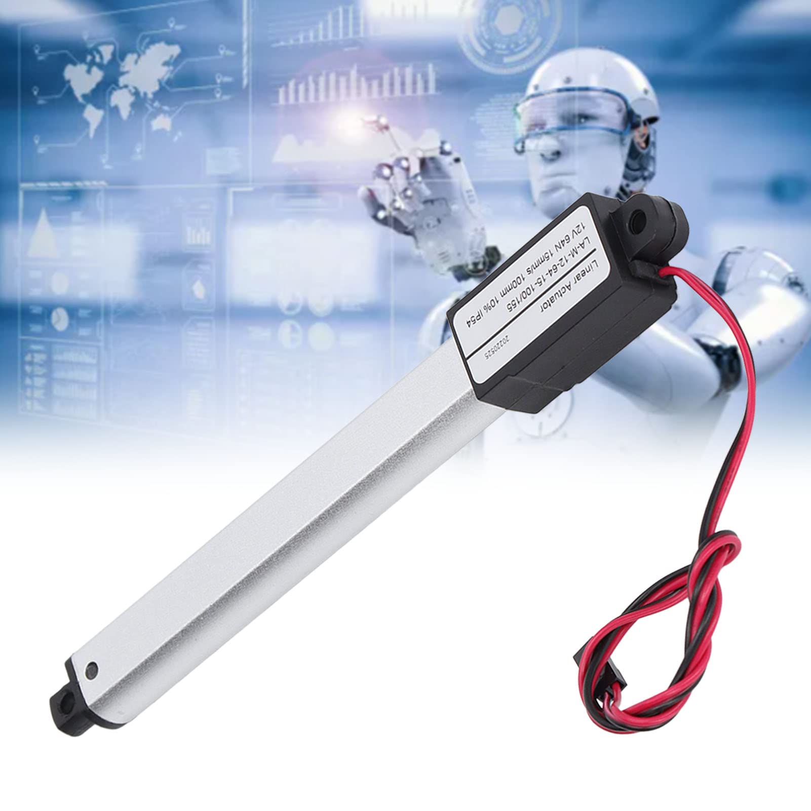 12V Electric Linear Actuator Waterproof Micro Linear Actuator 64N Force 15mm s Speed IP54 for Agricultural Iatrical Machinery (100mm)