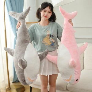 XIYUAN 31.5inch Shark Plush Stuffed Toy Pillow Soft Cute Shark Throw Pillow Cushion Large Shark Plush Stuffed Animal Toy Cushion Pillow Kids and Adult Gift (Pink)