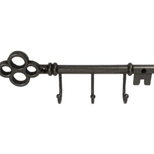 FantasHome Classic Key Design Wall Mounted Hook Rack with 3 Hooks – Black