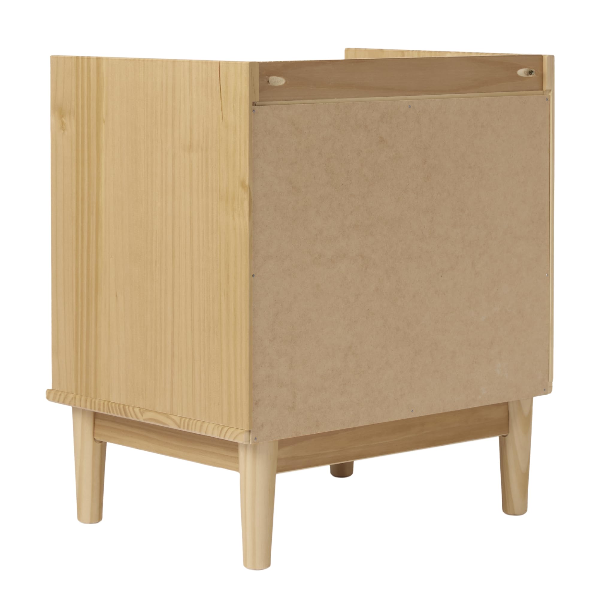 Walker Edison Blythe Mid-Century Modern Tray-Top 2-Drawer Nightstand, 20 Inch, Natural Pine