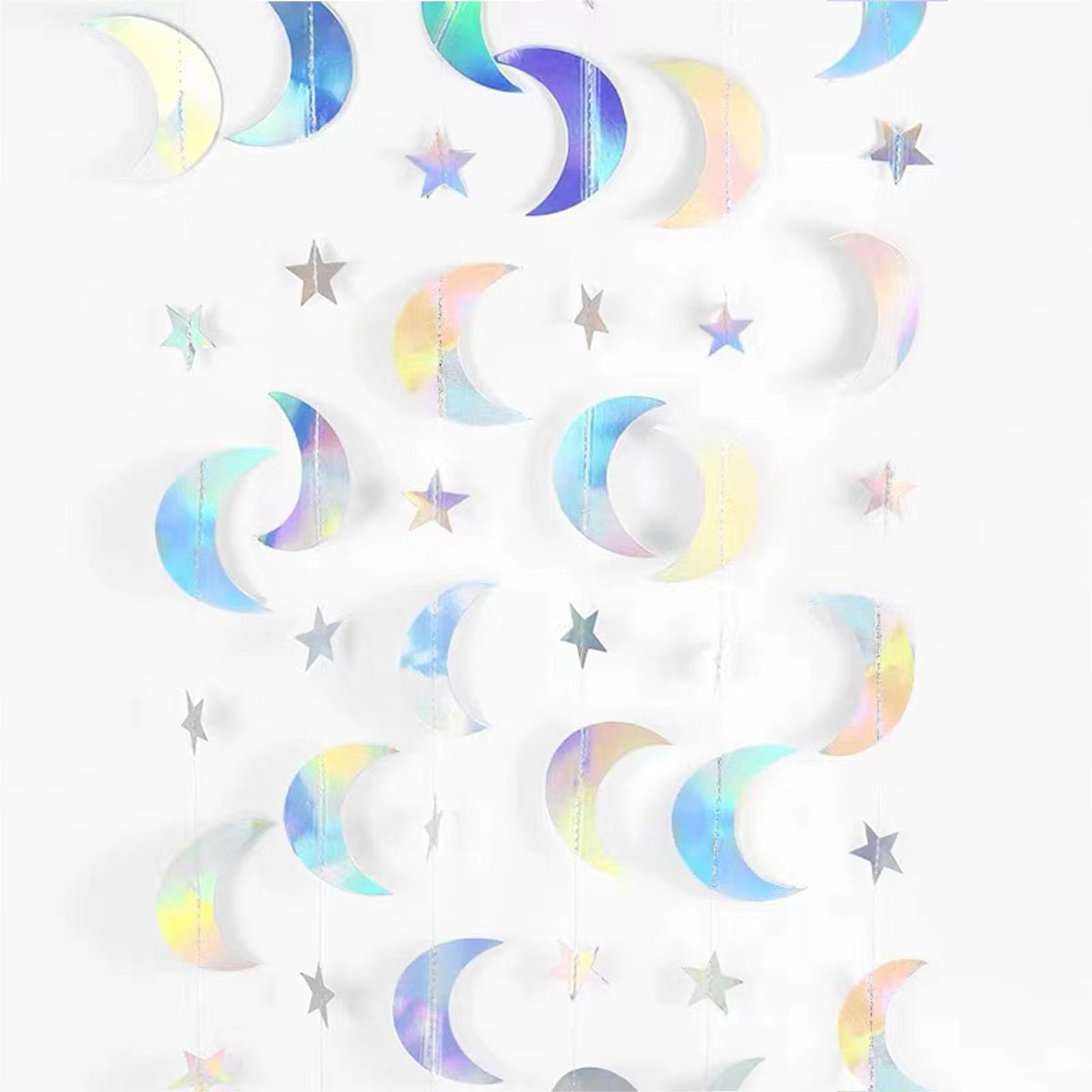 Sparkly Iridescent Sequins Circle Garlands/Starry Sky - Birthday Party Decorations. Graduation Wedding Bachelorette Disco Dancing Decorations(Moon)