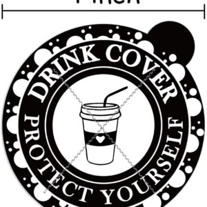 Alcohol Protection Drink Cup Cover Protector Stickers 4 Inch Disposable Drink Lid Stickers Adhesive Drinking Glass Cover Drink Protector for Drinks Protection 50 Pcs