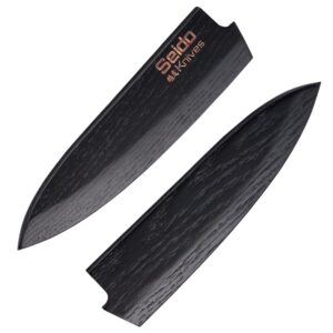 seido knives saya sheath for 8" chef knife - walnut carbon material, razor-sharp edge chef knife cover