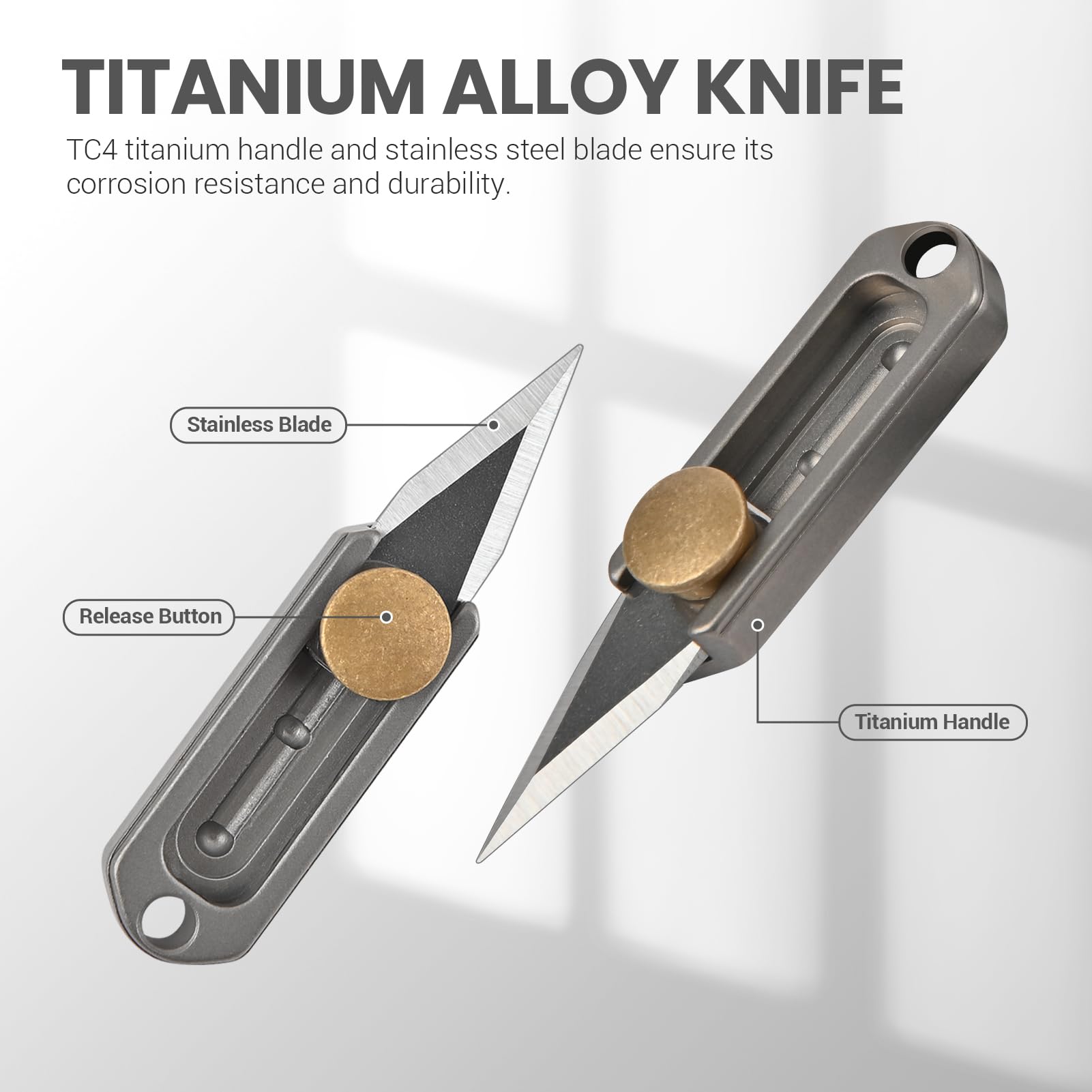 ITOKEY Small Pocket Knife, Keychain Knife for men, EDC Utility Knife, Cool Titanium Knifes, Perfect Tiny Knives, Little Box Cutter for Everyday Carry, Gadget Gifts for Men Dad