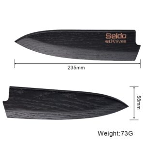 Seido Knives Saya Sheath for 8" Chef Knife - Walnut Carbon Material, Razor-Sharp Edge Chef Knife Cover