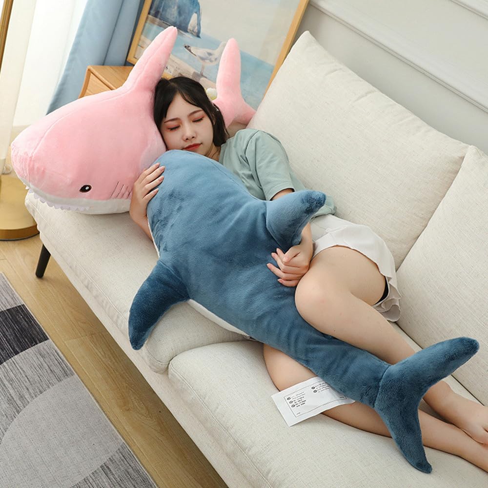 XIYUAN 31.5inch Shark Plush Stuffed Toy Pillow Soft Cute Shark Throw Pillow Cushion Large Shark Plush Stuffed Animal Toy Cushion Pillow Kids and Adult Gift (Pink)