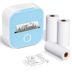 Ponek T02 Mini Sticker Printer Thermal Pocket Printer Paper, White Self-Adhesive Paper Compatible with T02 Bluetooth Mini Sticker Printer, Black On White Paper for Journal Photo, 50mm x 3.5m