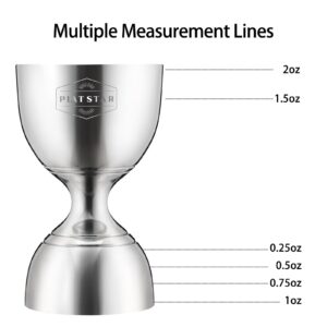 Plat Star Cocktail Measuring Jigger, Shot Measure Double Jigger with Measurements inside, Bar Jigger Liquor Alcohol Measuring, Bell Jigger for Bartending, 2 oz 1 oz Bartender Jigger Stainless Steel