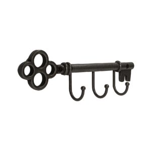 FantasHome Classic Key Design Wall Mounted Hook Rack with 3 Hooks – Black