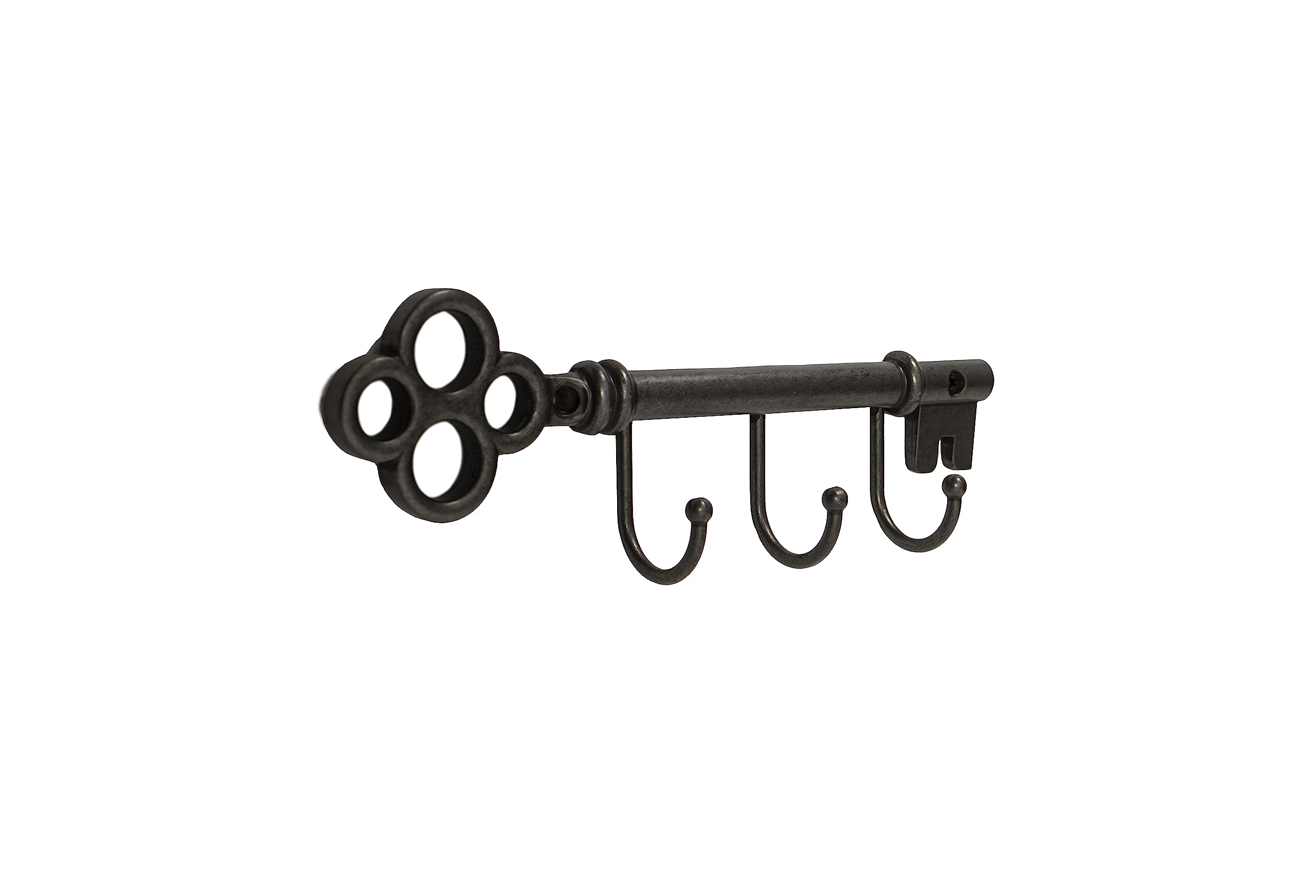 FantasHome Classic Key Design Wall Mounted Hook Rack with 3 Hooks – Black