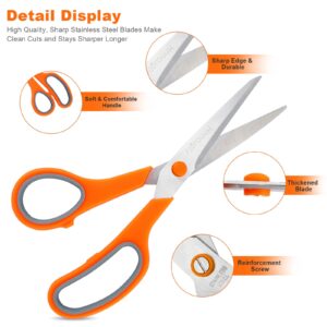 Scissors, Hnncugty 8" Scissors All Purpose Bulk Set of 6-Pack, Sharp Scissors for Office School Supplies Student Teacher Scissors Home Art Craft Sewing Fabric Scissor, Comfort Grip, Right/Left Handed